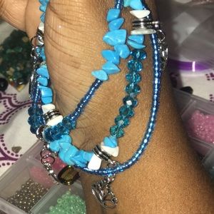 Blue Turquoise Howlite Lotus Bracelets